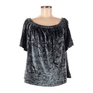 🌺 Knox Rose Gray Crushed Velvet Top NWT Off The Shoulder Boho Oversized Size S